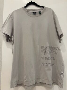 G-Star Raw Short Sleeve textured Crew Tee graphic text typewriter Print logo